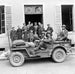 Military jeep with soldiers and civilians - Normandy landings — artwork view