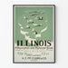 Vintage Poster of Illinois Illustrated Map - Historical Guide and Description