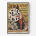 Vintage poster of Isola d'Yorka, silhouette and comic illusions