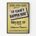 Vintage Wall Decoration Poster for 'It Can't Happen Here' Theater