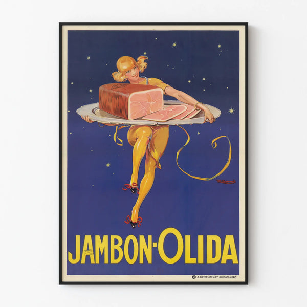 Poster pubblicitario vintage di prosciutto Olida