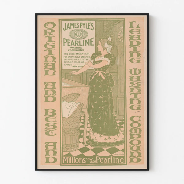 Poster pubblicitario vintage James Pyle's Pearline Washing Compound
