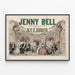 Vintage poster of comic opera Jenny Bell by D.F.E. Auber — framed artwork on a wall