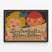 Vintage-Poster Kinderball mit stilisierten Kindern für Wanddekoration — gerahmtes Bild an der Wand