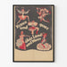 Vintage-Poster mit Tänzern, Volkskostümen und Dekoration