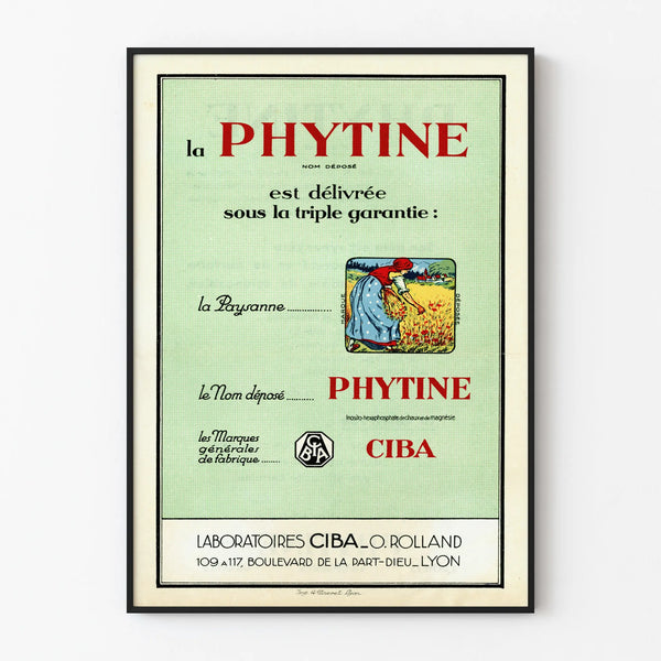 Poster pubblicitario vintage La Phytine Ciba decorazione murale