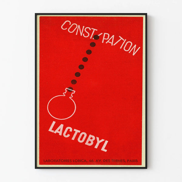Poster pubblicitario vintage Lactobyl - Decorazione murale rossa e grafica