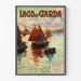 Poster vintage Lago di Garda con barche a vela