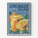 Vintage-Poster mit Orangensaft mit Fruchtfleisch – Retro-Wanddekoration