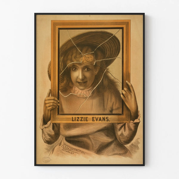Poster vintage ritratto di Lizzie Evans con effetto cornice rotta