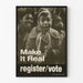 Poster vintage che invita all'iscrizione e al voto