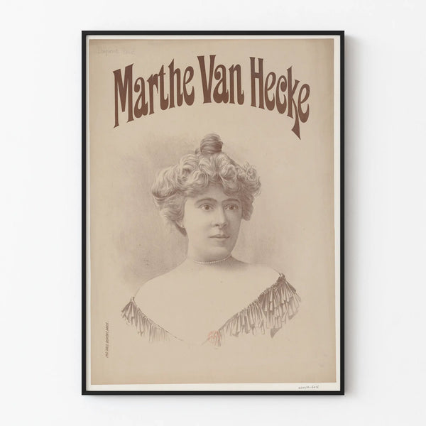 Poster vintage ritratto Marthe Van Hecke stile antico