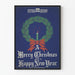 Decorative Christmas Poster with Holly Wreath and Candle