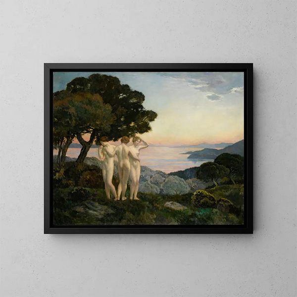 Die drei Grazien - Émile-René Ménard — gerahmtes Bild an der Wand