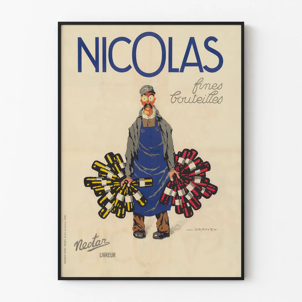 Poster vintage Nicolas bottiglie fini nectar consegnatore