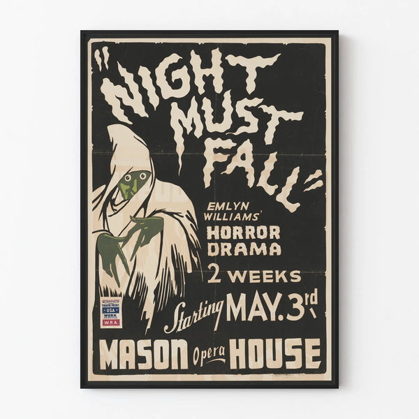 Poster vintage Night Must Fall - Teatro e Dramma Horror