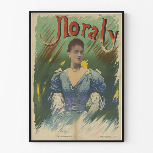 Poster vintage Noraly Ritratto donna elegante in abito blu