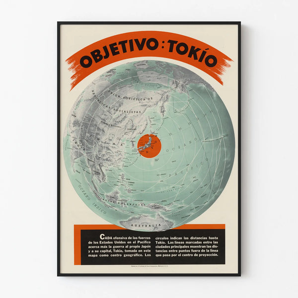 Vintage-Poster Kartenkarte Objetivo Tokio