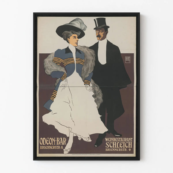 Poster vintage Odeon Bar Monaco per decorazione murale elegante
