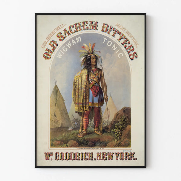Poster vintage Old Sachem Bitters Wigwam Tonic New York