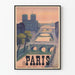 Poster vintage Parigi paesaggio e ponti sul Senna