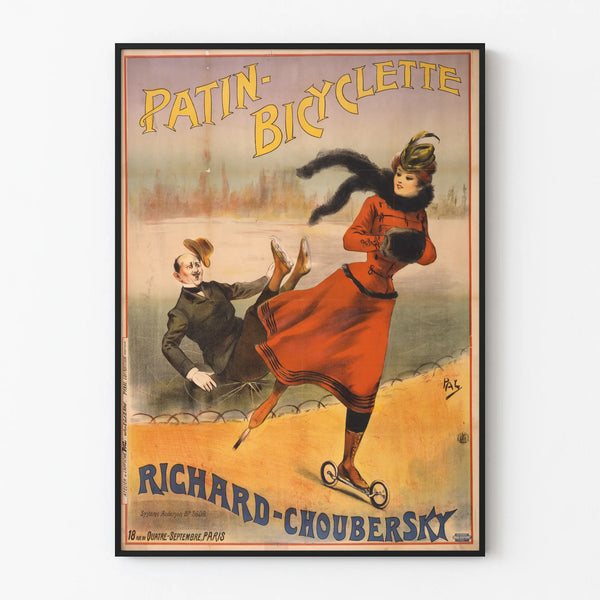 Poster vintage Patin-Bicyclette Richard-Choubersky per decorazione da parete