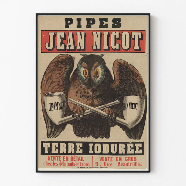 Poster vintage Pipes Jean Nicot Terra Iodurata per decorazione murale