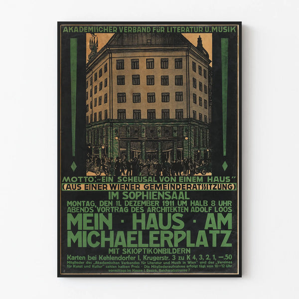 Poster vintage per conferenza Mein Haus am Michaelerplatz