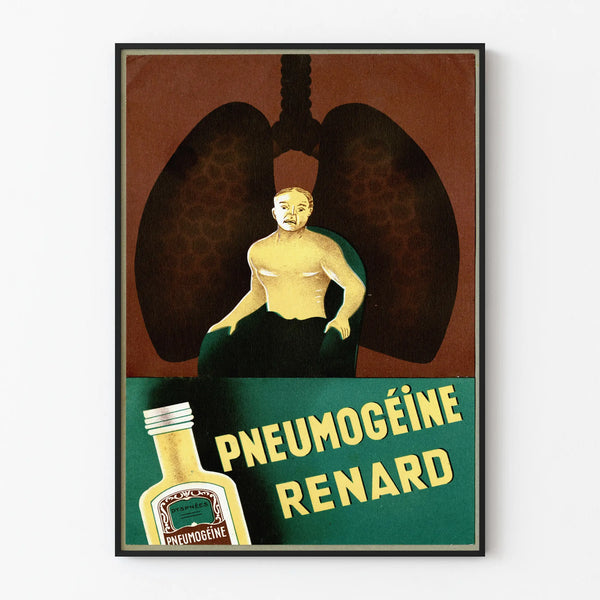Poster vintage Pneumogéine Renard per decorazione murale medica