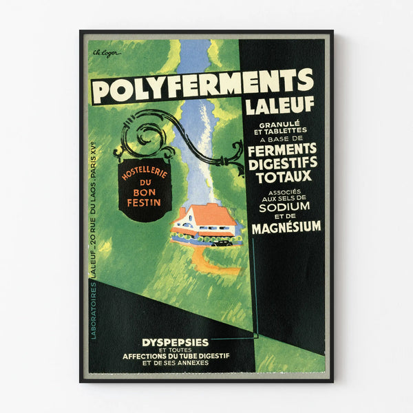Poster vintage Polyferments - Decorazione murale rétro per la salute digestiva