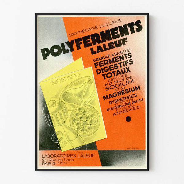 Poster vintage Polyferments Laleuf - Decorazione murale medica retrò