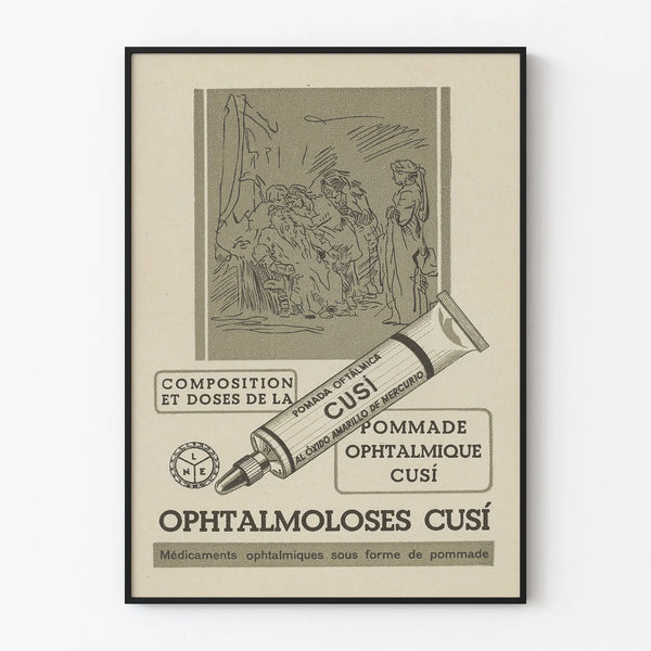 Poster vintage Pomata Oftalmica Cusí decorazione murale