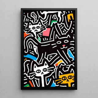 Pop Art Poster - Stylized Cats