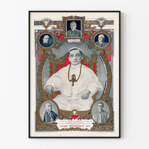 Vintage-Poster Papst Benedikt XV und Kardinäle - Historische Wanddekoration