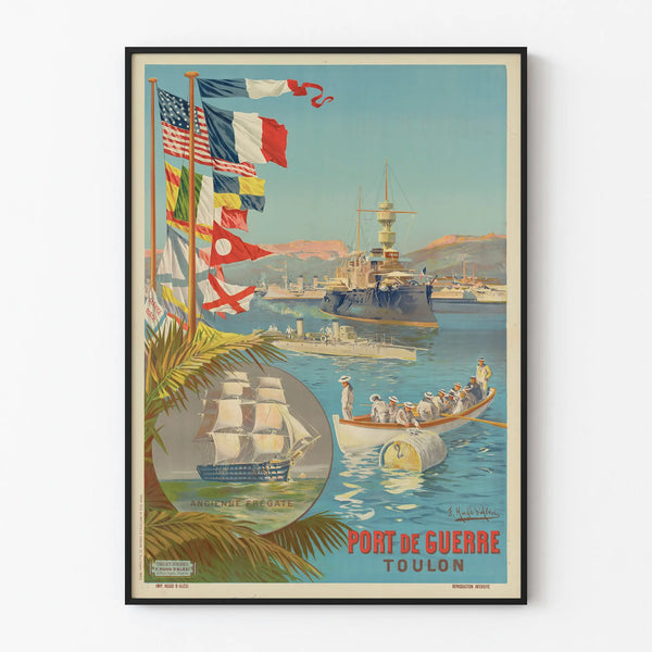 Poster vintage Porto di guerra di Tolone - Decorazione murale nautica