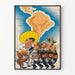 Poster di propaganda militare umoristica con mappa del Sud America