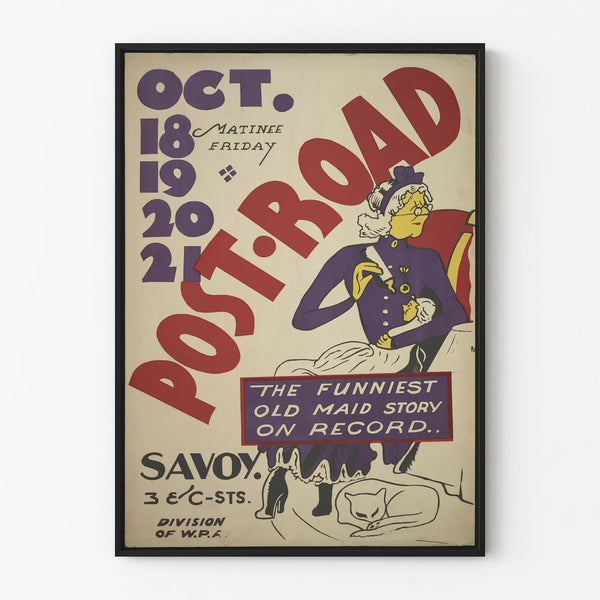 Poster vintage Post Road per decorazione murale retrò