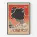 Poster vintage Le Chat Noir silhouette femminile e cappello fiorito