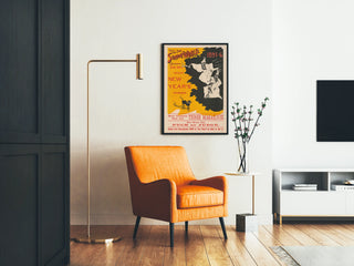 Poster vintage New York Sunday World con scheletri e gatto nero
