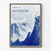 Vintage-Dekorposter mit blauer Berglandschaft