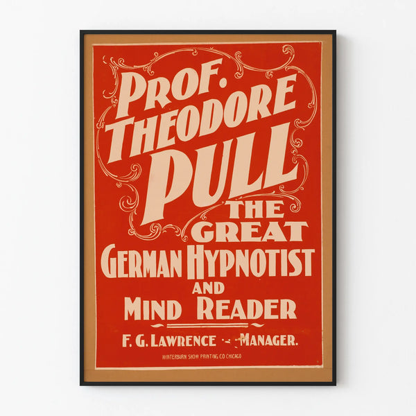 Poster vintage Prof. Theodore Pull ipnotista tedesco
