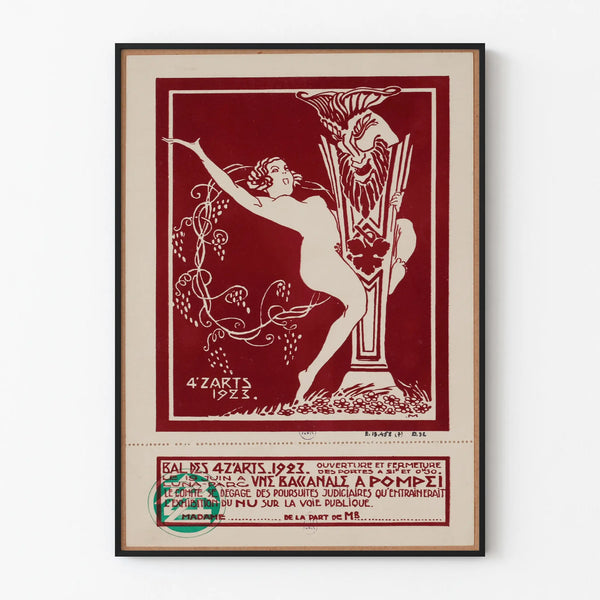 Poster Ballo delle 4 Z'Arts 1923 Bacchanale a Pompei - Decorazione Murale Vintage