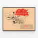 Wall decoration poster Red Bastille in vintage Asian style — framed artwork on a wall
