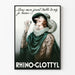 Poster vintage con illustrazione caricaturale di Rhino-Glottyl dal grande naso