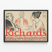 Vintage poster Richards Grill Three diners at the table — framed artwork on a wall