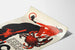 Künstlerischer Vintage-Poster AHIGA mit roter und schwarzer Illustration