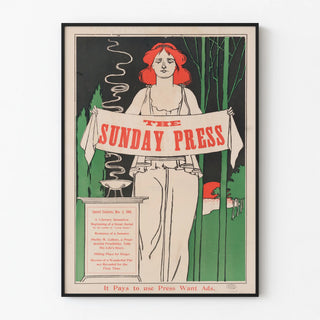 Poster vintage The Sunday Press 1895 per decorazione murale