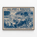Poster vintage circo The Great John Robinson's Buffalo Philippins e cannone — quadro incorniciato alla parete