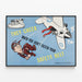 Vintage aviation safety poster - Fasten your seatbelt — framed artwork on a wall