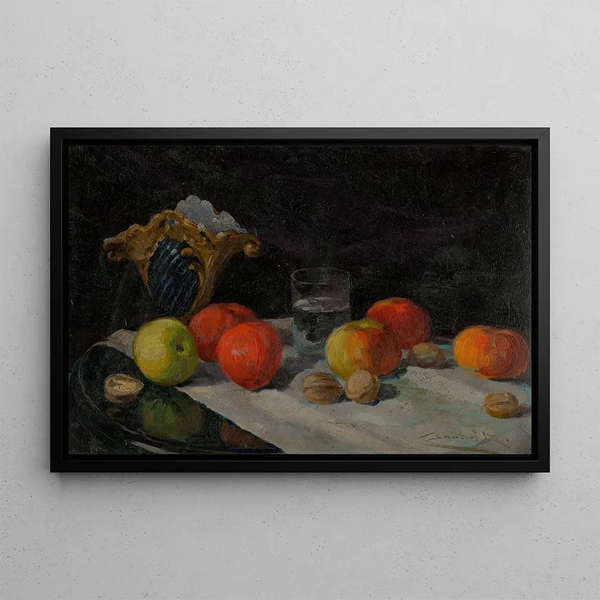 Nature morte con mele - Ludovit Ordok — quadro incorniciato alla parete
